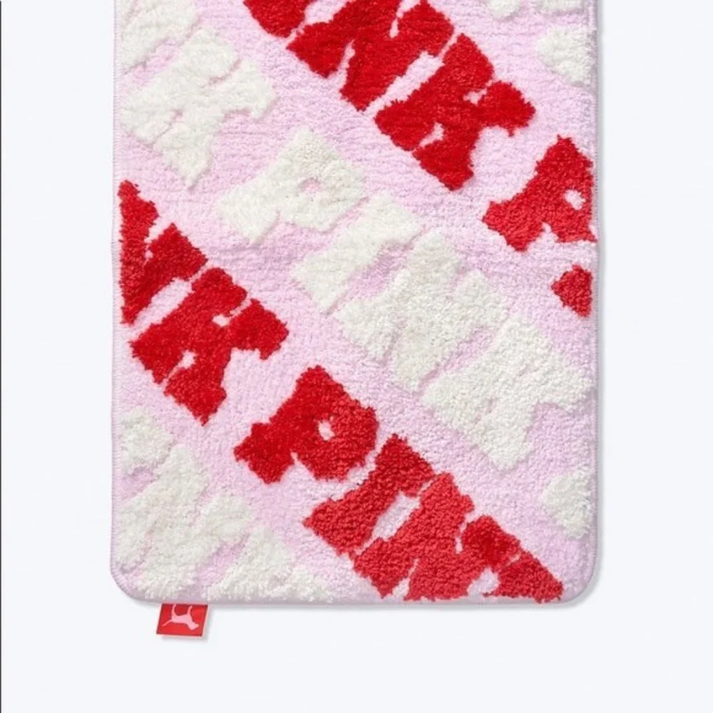 VS PINK 17” x 25” Pink/Red/White Logo Print Bath Mat